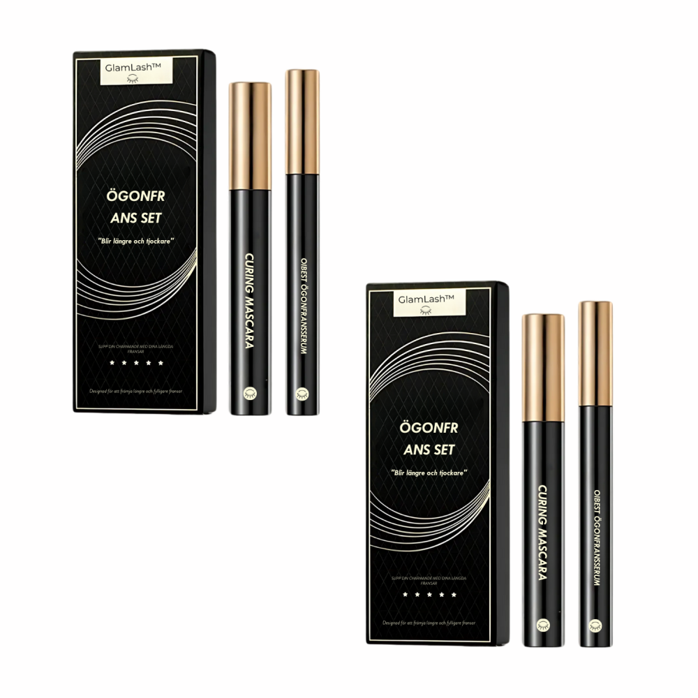 SE138 | GlamLash™ | Naturligt ögonfranstillväxtserum Plus svart mascara set | VIP20